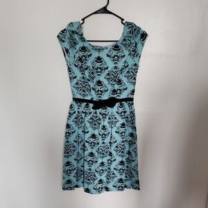 RockSteady Teal and Black Skull Print Mini Dress